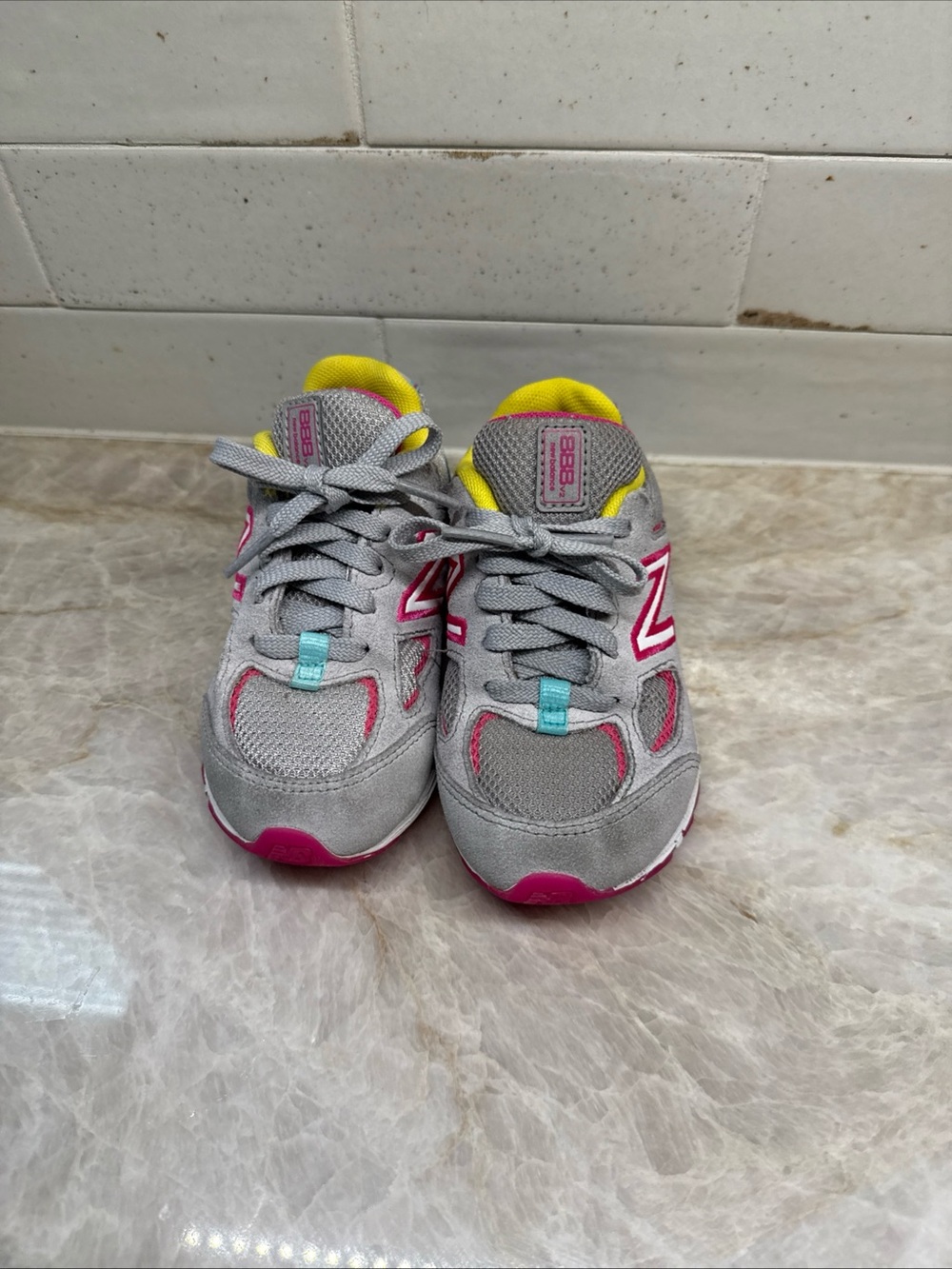 New Balance 888v2 Girls Sneakers Sz 7Gray/Pink/Green/Yellow PK888GR2
